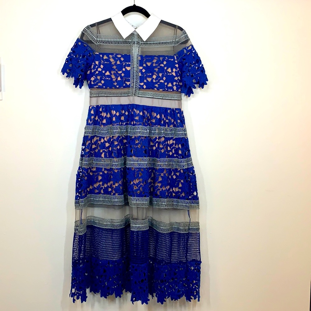 Red halls woman’s GUIPURE LACE blue dress